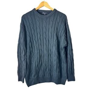Blumarine UOMO Cableknit Sweater Mens XXL Fisherman Navy Cotton Italy Crewneck